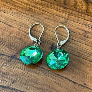 Green Crystal Drop Earrings